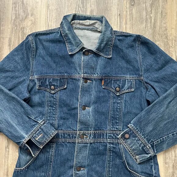 Vintage 70s Levi's Orange Tab Western Denim Trench Duster Jacket Size XL - Picture 2 of 8